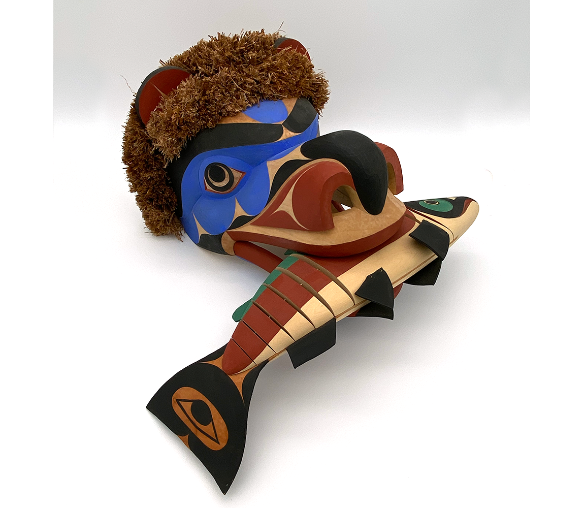 Bear Catching a Salmon Carved Mask - David Stephens